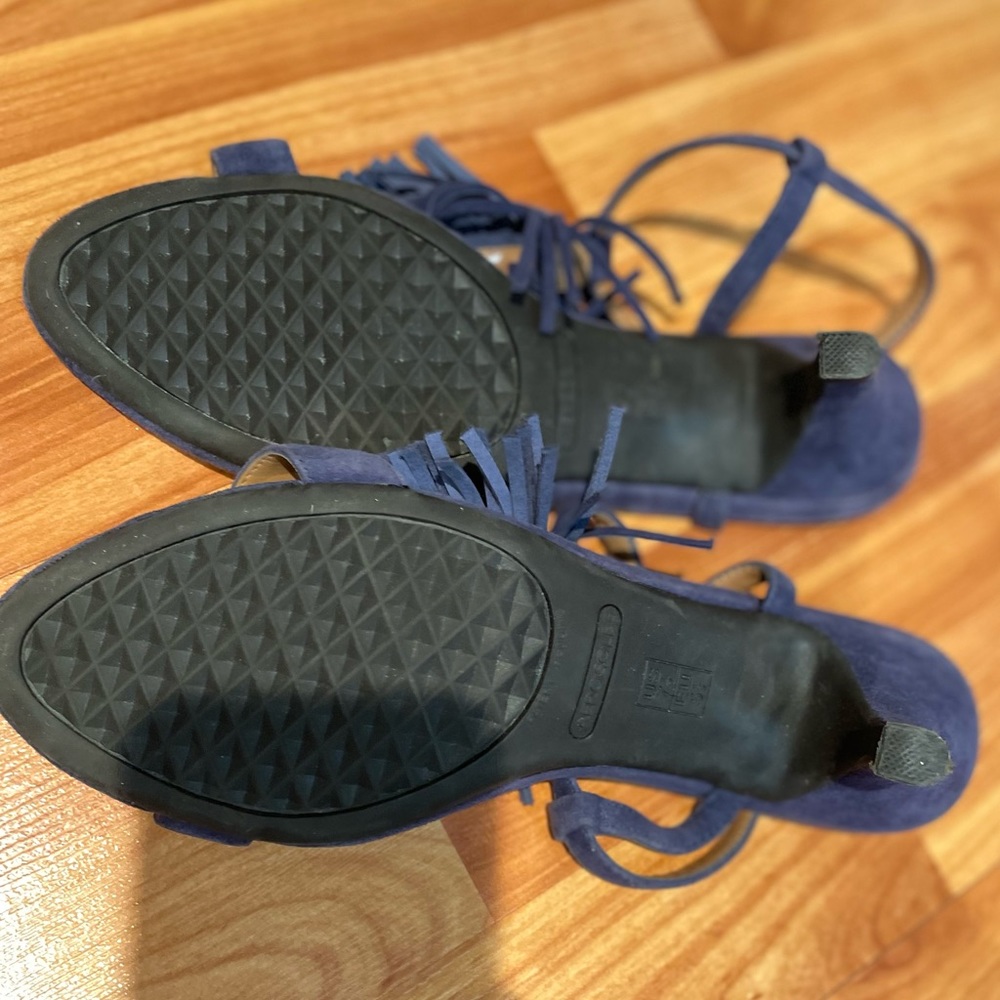 Aerosoles Heel Rest Blue Fringed Sandals Size 7.5 - Picture 6 of 14